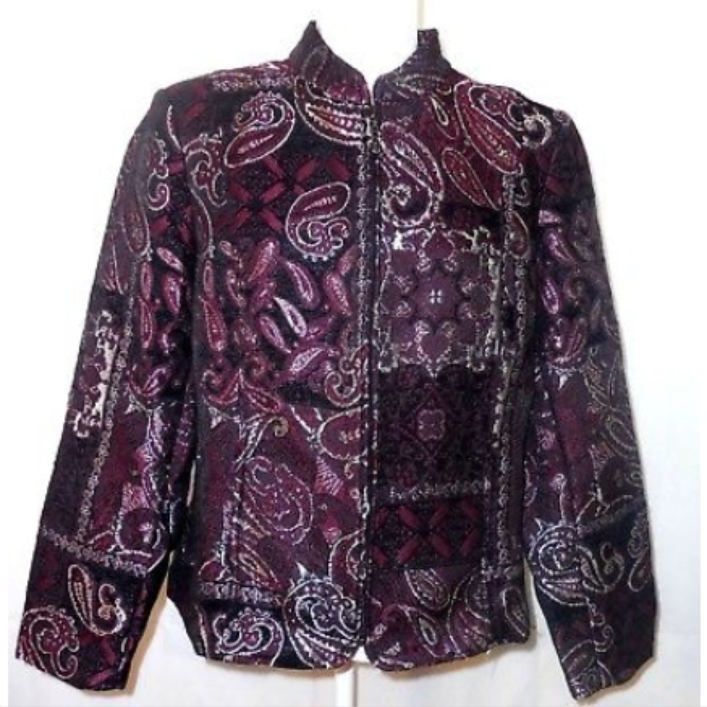Molly & Maxx Women's L Jacket Top Blazer Wine Red